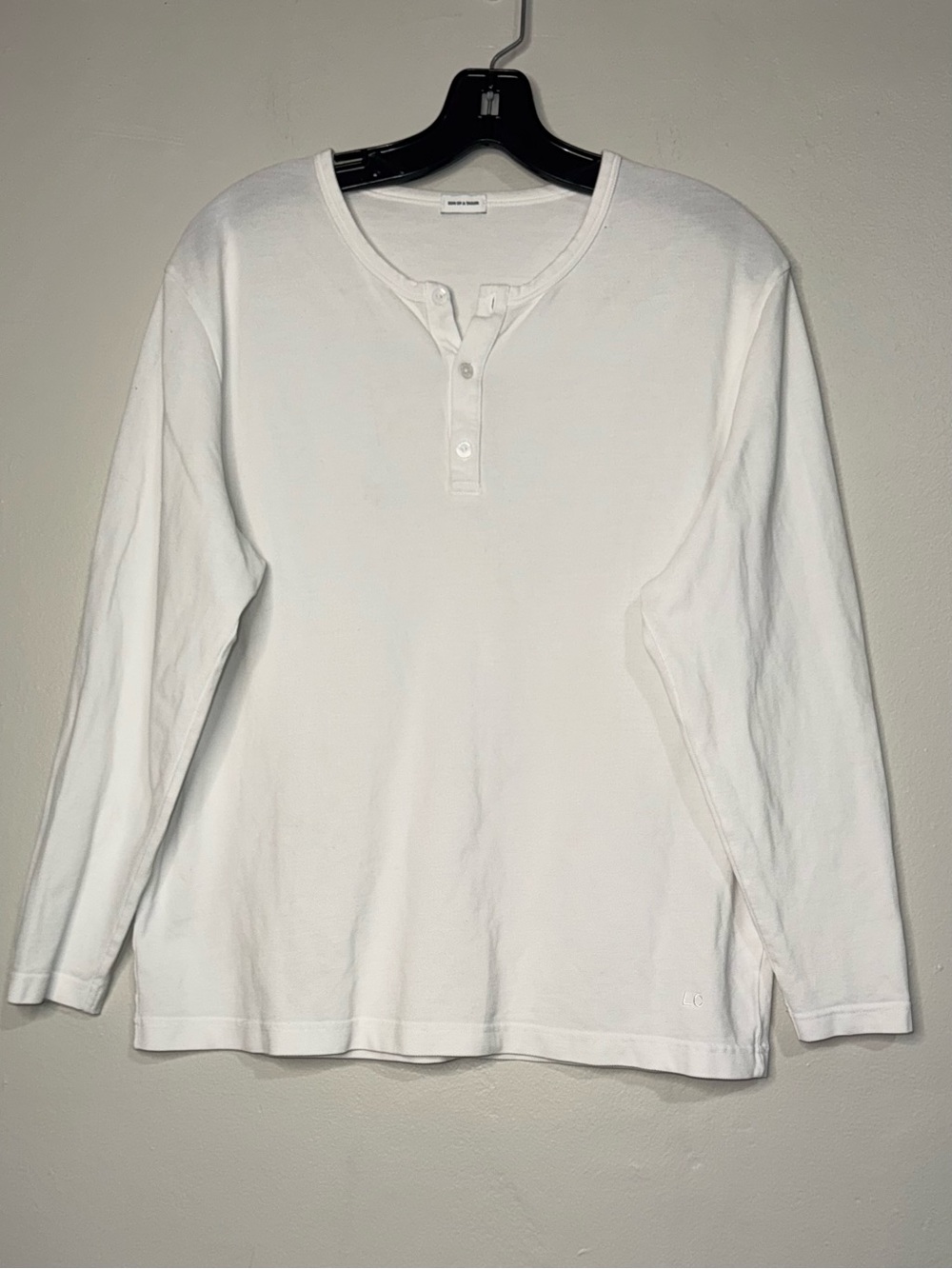 Son Of A Tailor Classic White Long Sleeve Henley Shirt - Everyday Essential